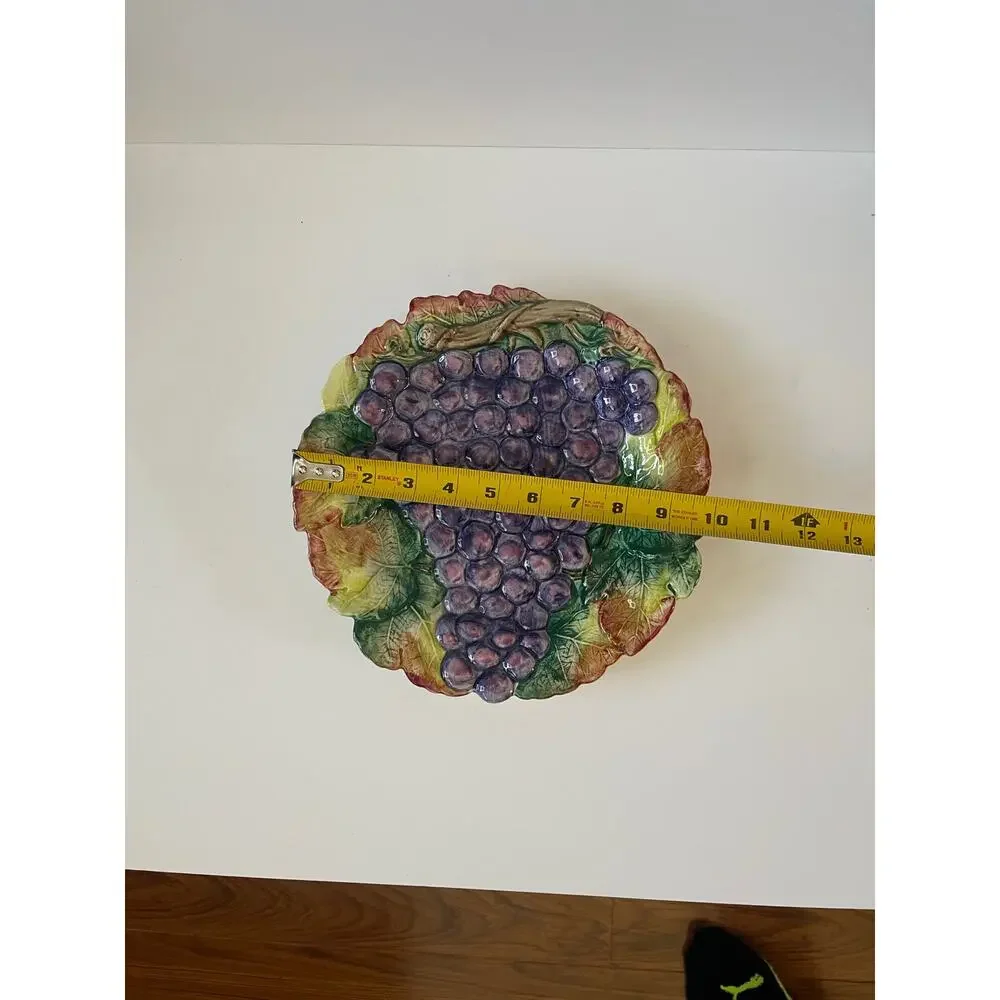 Fitz & Floyd Ironstone VTG Purple Grape Cluster Leaf Decorative Plate